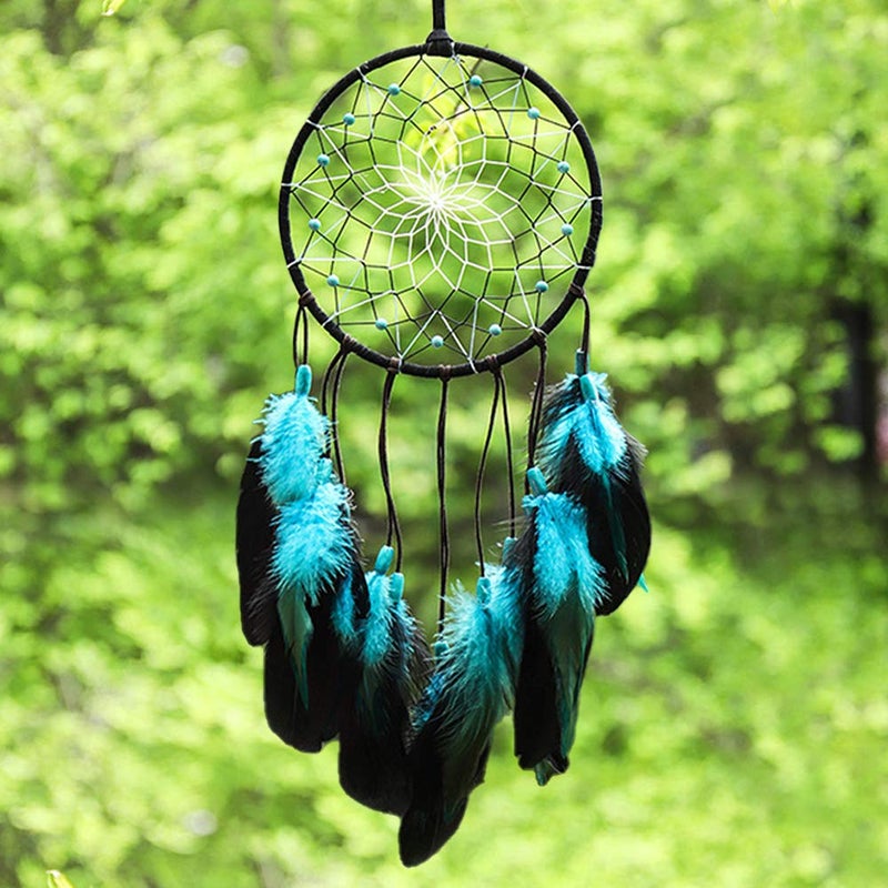 WOW DING Blue Dream Catchers Handmade, Boho Traditional Circular Net for Wall Hanging Decor, Bedroom Kids, Home Decoration, Art Ornament Craft Gift - Image 2